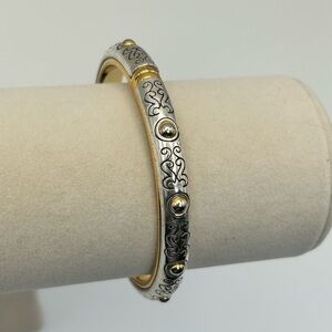 Brighton Aries Bangle Bracelet Hinged Two-tone Magnetic Closure Silver Plated